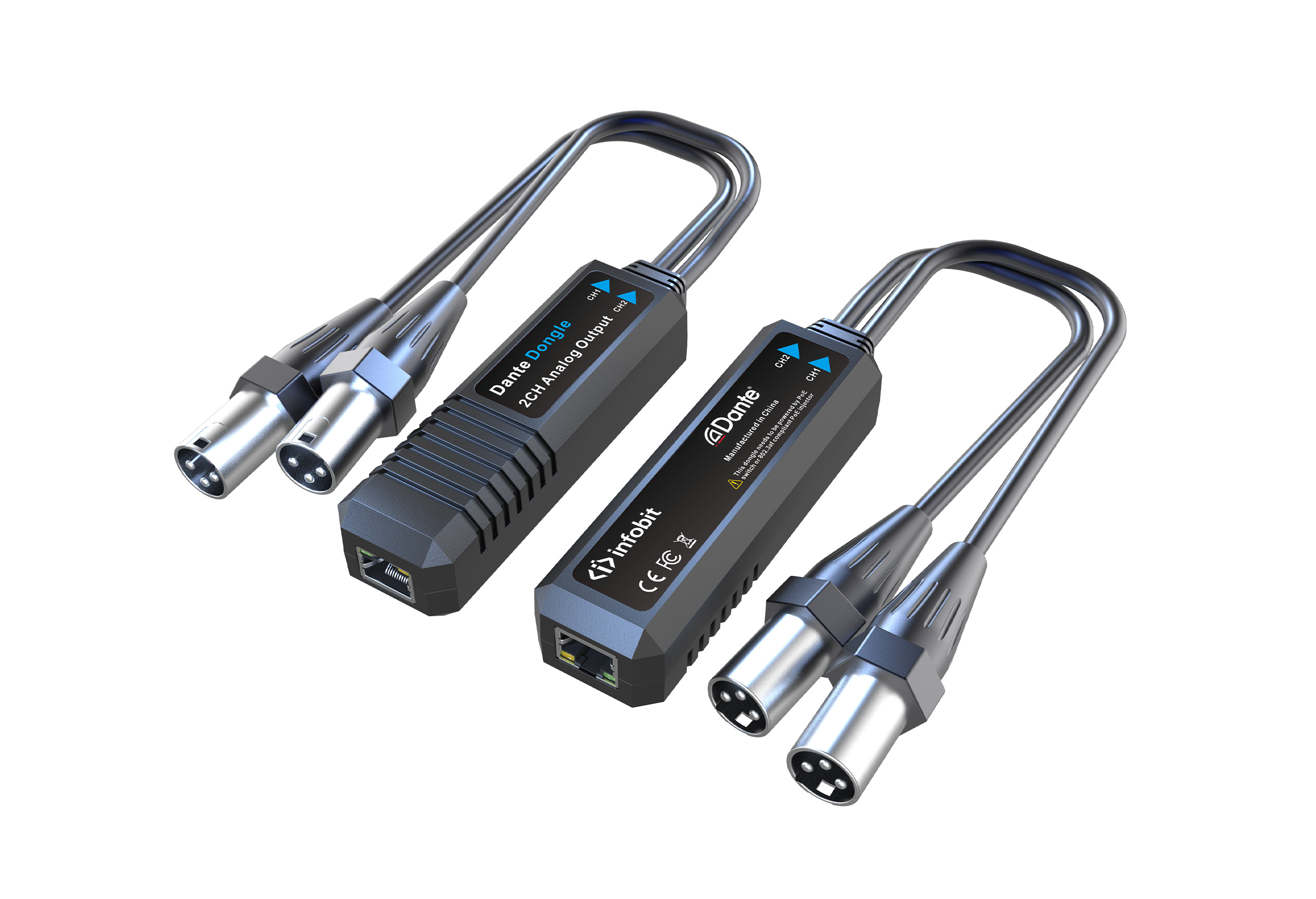 2-канальный аналоговый передатчик XLR для Dante Infobit iTrans DX2-T-22 