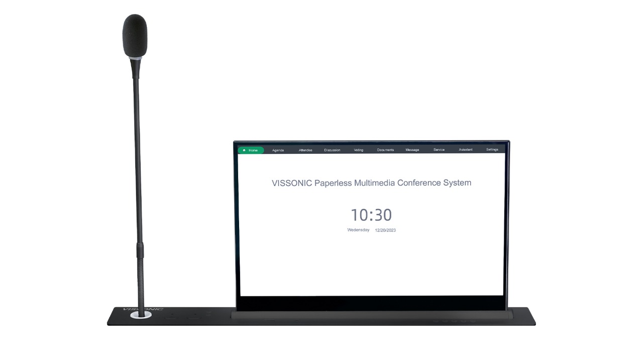 Моторизованный выдвижной монитор 21" с микрофоном председателя Vissonic VIS-21LSSCM-C