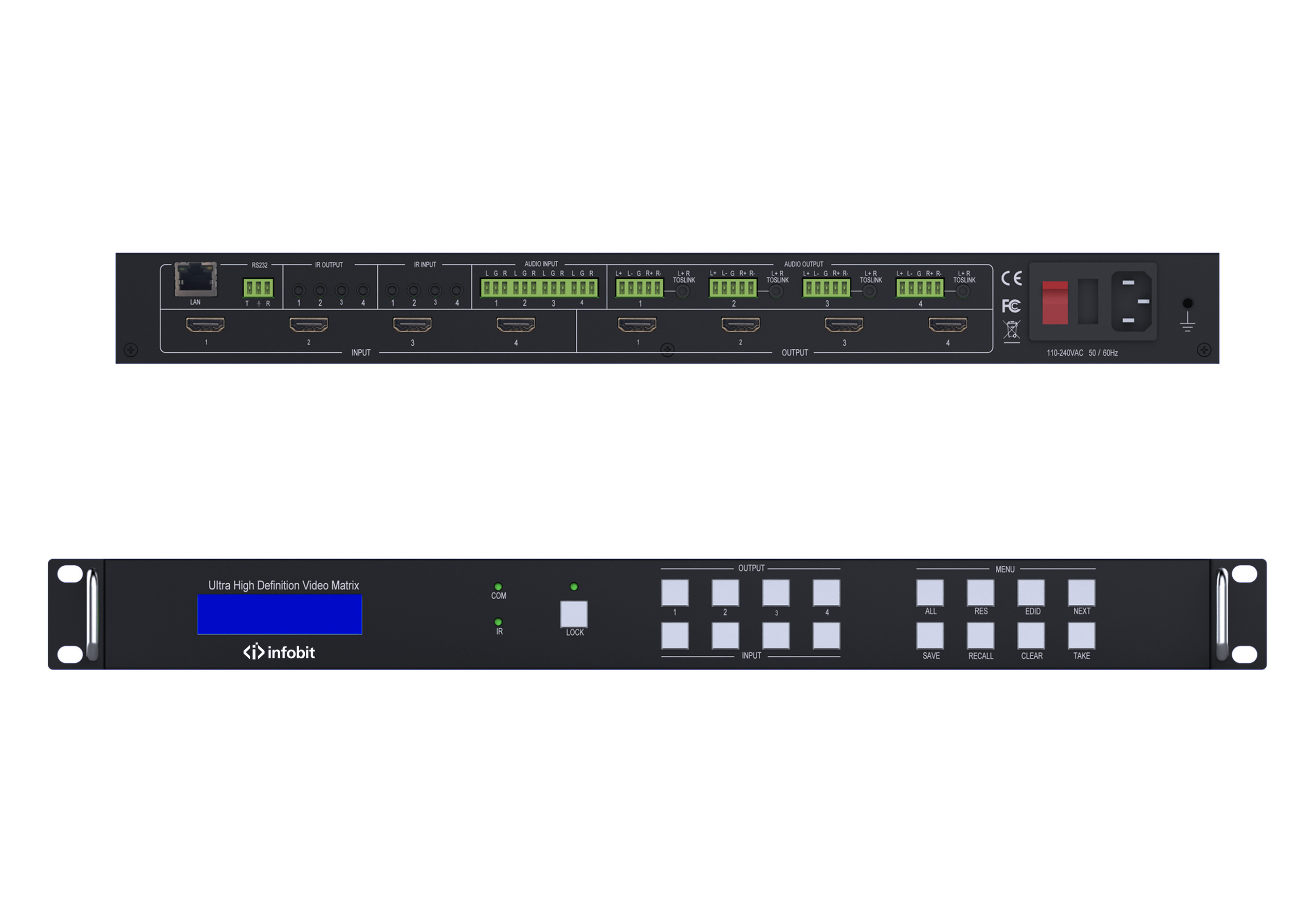 Бесподрывный матричный коммутатор Infobit, iMatrix H44HAW,  HDMI 4×4