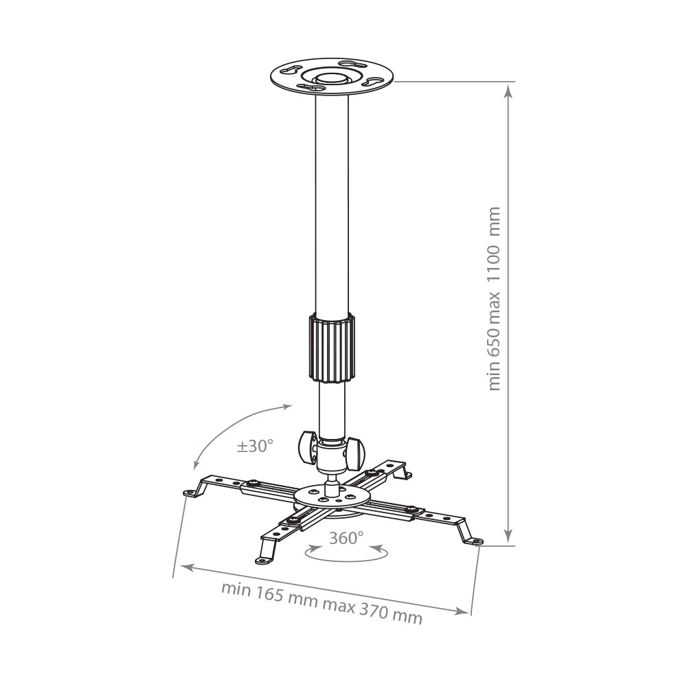 Кронштейн потолочный Kromax Projector-300 White до 10кг, 65-110см (8302500000)