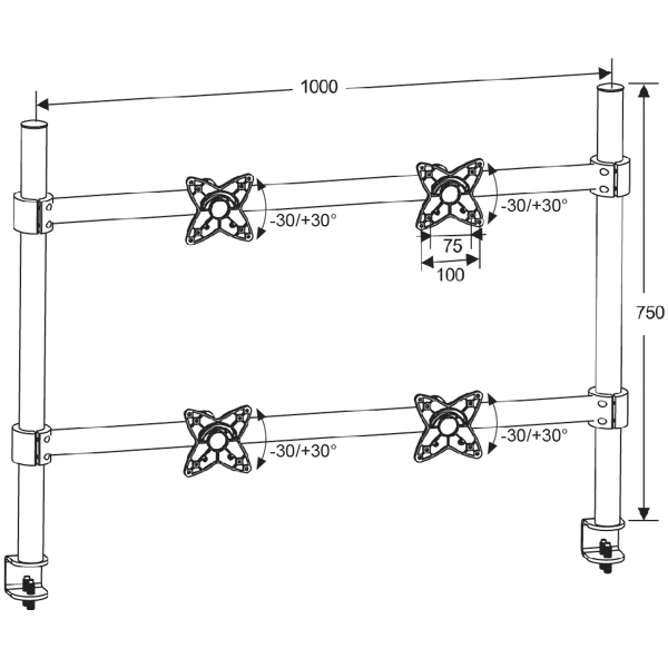 Кронштейн для 4-x мониторов Arm media LCD-T4 black